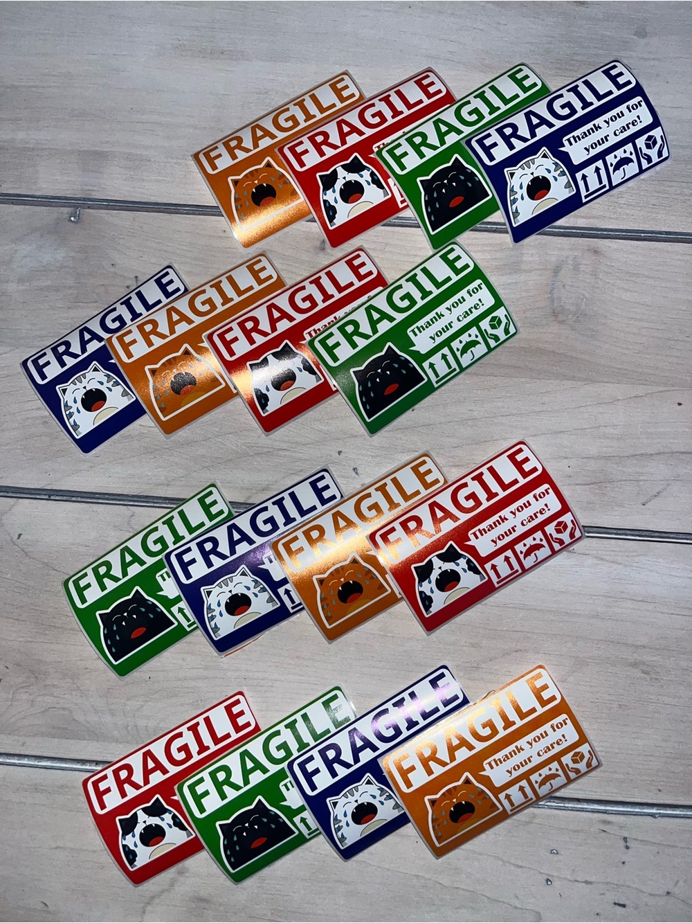 25 ct Fragile Cat Label Pack - Multicolor Fragile Package Stickers
